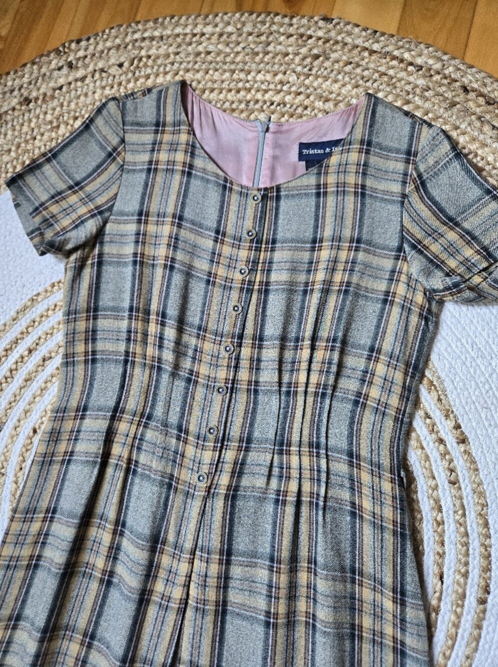 Tristan & Iseut Vintage 90s Plaid Shift Dress Preppy Schoolgirl Dark Academia 7 - Picture 2 of 16